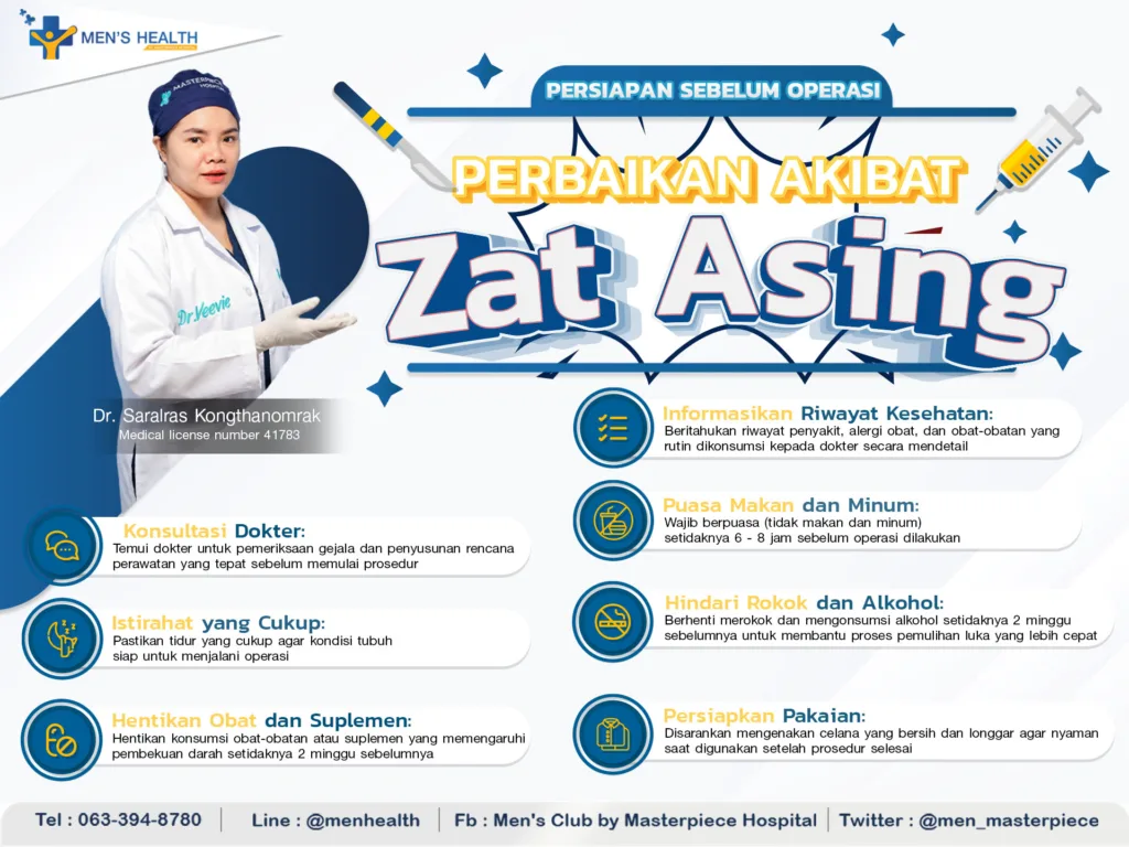 Persiapan sebelum operasi perbaikan bahan asing